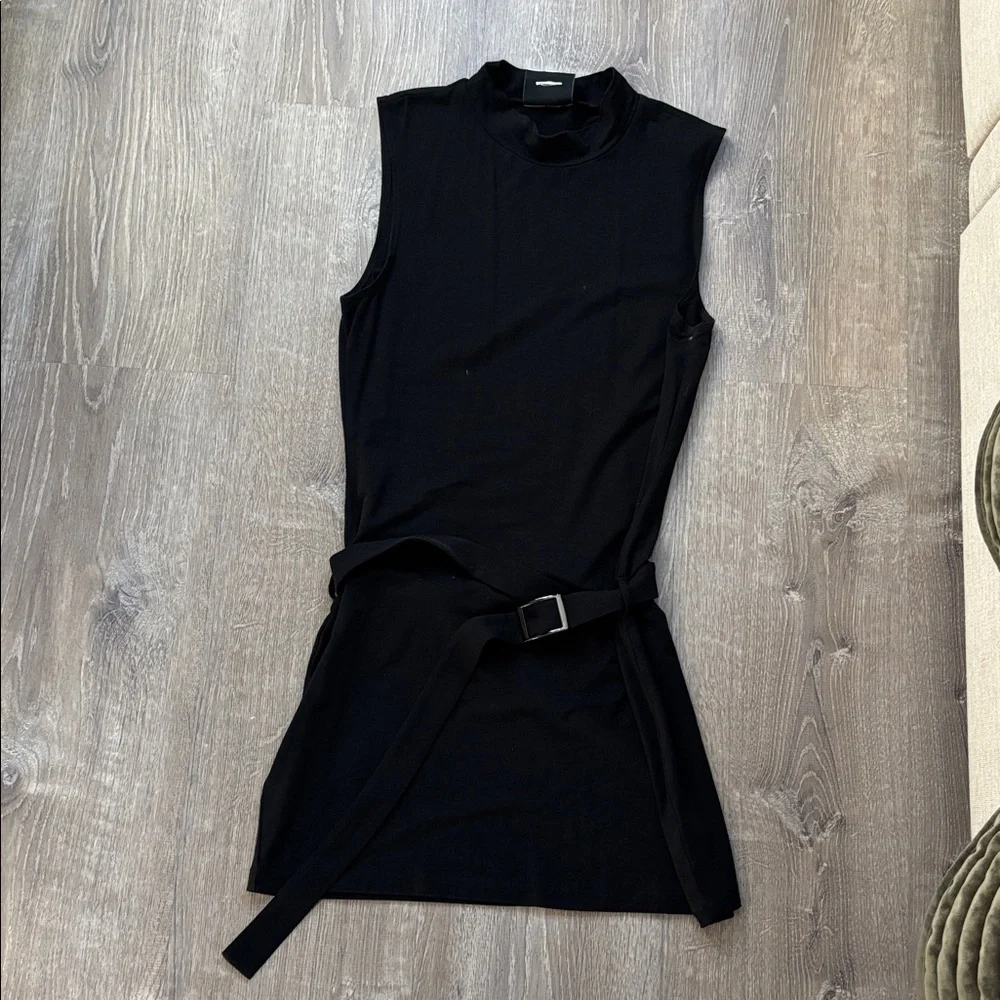 Reformation Jemma Belted Mini Black Dress - Picture 5 of 6